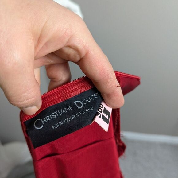 Christian Doucet Vintage 90s Red Satin Maxi Dress Women’s Formal Empire Gown - Picture 11 of 13